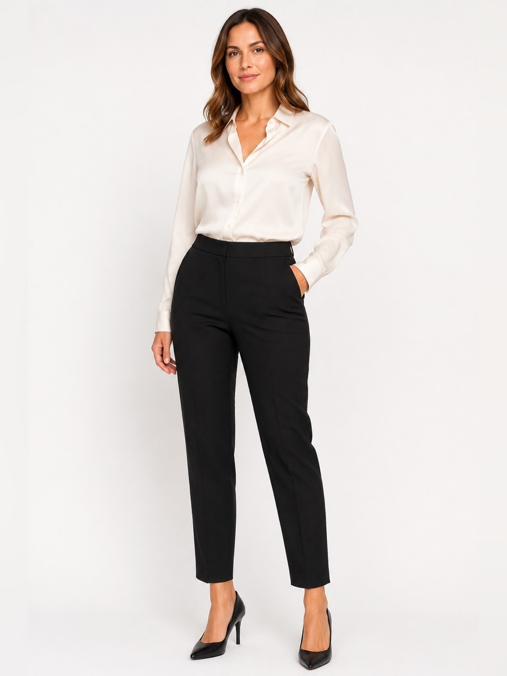 NWT Helmut Lang Black Wool Blend Slim Dress Pant Trousers Size 8